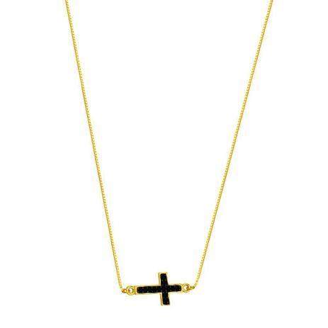 Gargantilha em Ouro 18k Cruz com Zircônias - AU2541 - Bruna tessaro Menor preço em Gargantilha em Ouro 18k Cruz com Zircônias - AU2541 - Bruna tessaro