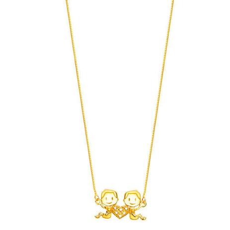 Gargantilha em Ouro 18K Meninos e Diamantes - AU4495 - Black50 Menor preço em Gargantilha em Ouro 18K Meninos e Diamantes - AU4495 - Black50