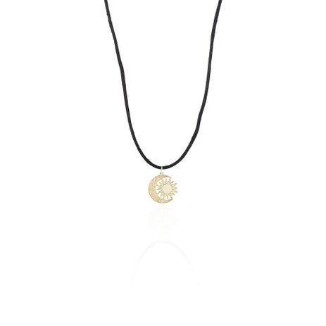 Gargantilha Fio de Seda com Lua e Sol em Ouro 18k ga03549 - Joiasgold Menor preço em Gargantilha Fio de Seda com Lua e Sol em Ouro 18k ga03549 - Joiasgold