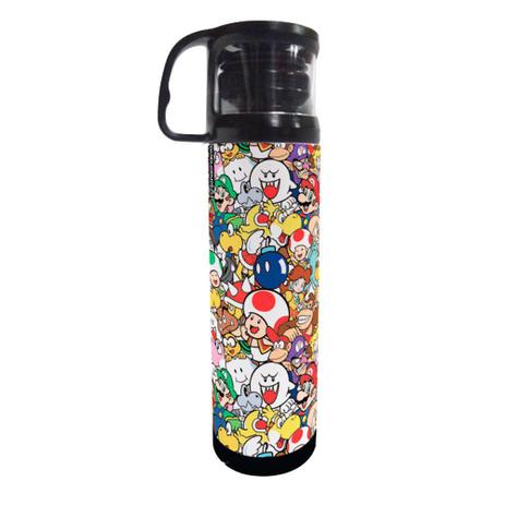 Garrafa Térmica 500 ml com Caneca - Super Mario Bros - Personagens - Zona criativa Menor preço em Garrafa Térmica 500 ml com Caneca - Super Mario Bros - Personagens - Zona criativa