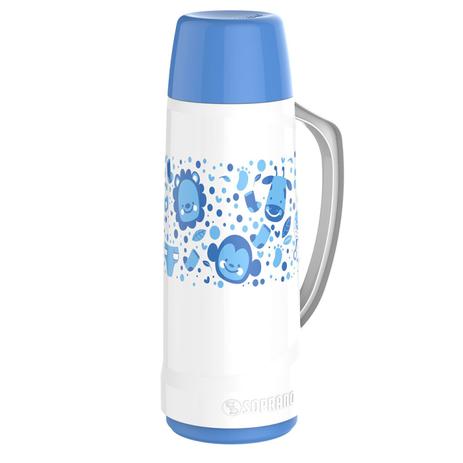 Garrafa Térmica Cristal 1L Soprano Branco/Azul Menor preço em Garrafa Térmica Cristal 1L Soprano Branco/Azul