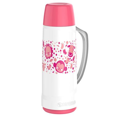 Garrafa Térmica Cristal 1L Soprano Branco/Rosa Menor preço em Garrafa Térmica Cristal 1L Soprano Branco/Rosa
