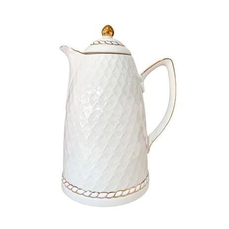 Garrafa Térmica De Porcelana 1l Luxuosa Detalhes Dourado - La Francesa Menor preço em Garrafa Térmica De Porcelana 1l Luxuosa Detalhes Dourado - La Francesa