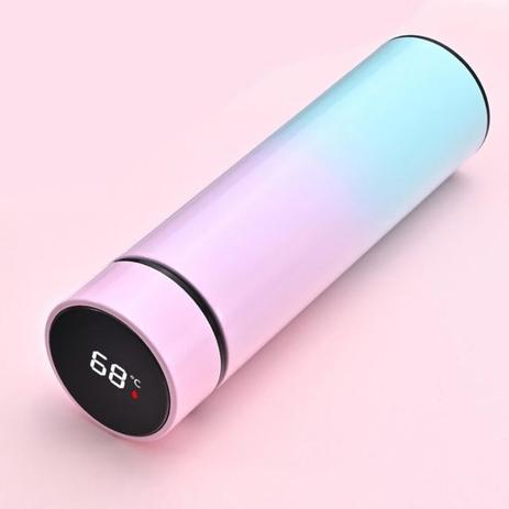 Garrafa Térmica Inteligente com Display Digital Temperatura Degradê 500ML BRANCA/PRETA Tampa Branca - hypem Menor preço em Garrafa Térmica Inteligente com Display Digital Temperatura Degradê 500ML BRANCA/PRETA Tampa Branca - hypem