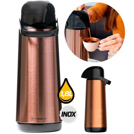 Garrafa Termica Pressao 1,8l Inox Lumina Termolar 54736 Menor preço em Garrafa Termica Pressao 1,8l Inox Lumina Termolar 54736