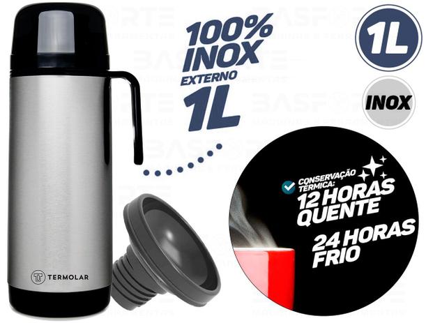 Garrafa Térmica Rolha Clean Inox Lúmina 1l Termolar Menor preço em Garrafa Térmica Rolha Clean Inox Lúmina 1l Termolar
