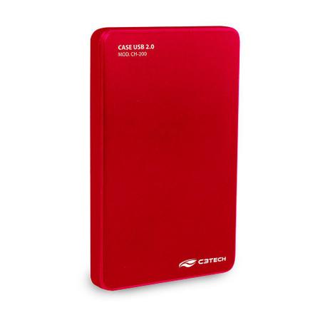 Gaveta Case pra HD externo 2,5” USB 2.0 CH-200RD Vermelho - C3TECH Menor preço em Gaveta Case pra HD externo 2,5” USB 2.0 CH-200RD Vermelho - C3TECH