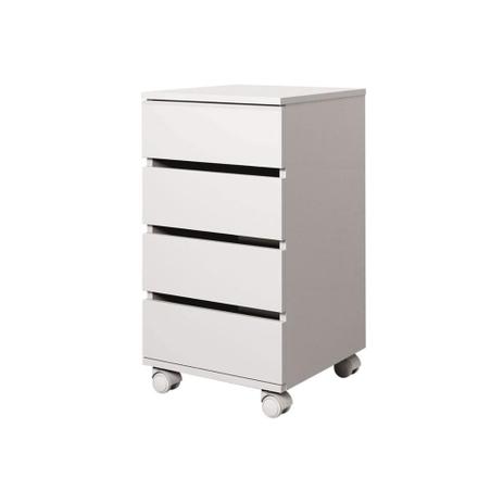 Gaveteiro em Mdp com 4 Gavetas E Rodízios Londres 66,5x35cm Branco - Bonatto Menor preço em Gaveteiro em Mdp com 4 Gavetas E Rodízios Londres 66,5x35cm Branco - Bonatto