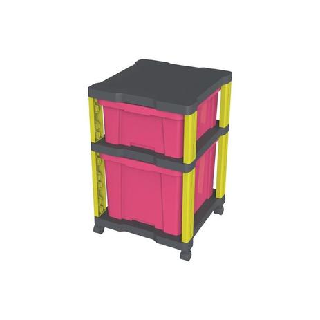 Gaveteiro em plastico kids com 2 gavetas rosa - Tramontina Menor preço em Gaveteiro em plastico kids com 2 gavetas rosa - Tramontina