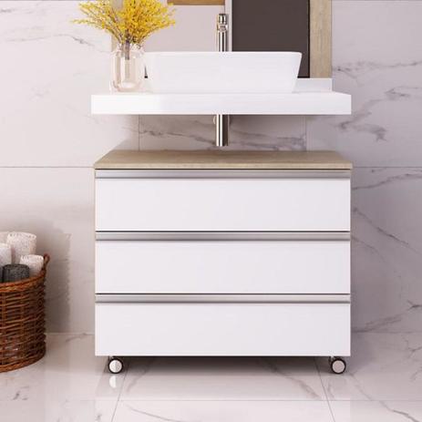 Gaveteiro Gabinete Banheiro Rodinhas 60cm 3 gavetas Multiuso - Outlet das Fábricas Menor preço em Gaveteiro Gabinete Banheiro Rodinhas 60cm 3 gavetas Multiuso - Outlet das Fábricas