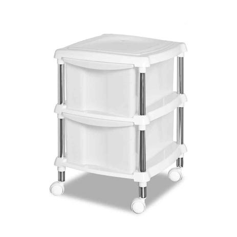 Gaveteiro Organizador com 2 Gavetas e Rodízios Branco - Niquelart Menor preço em Gaveteiro Organizador com 2 Gavetas e Rodízios Branco - Niquelart