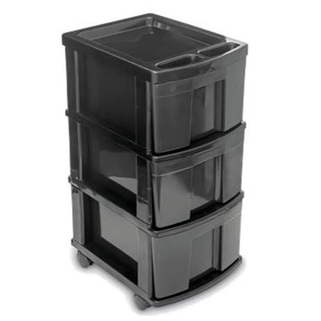 Gaveteiro Organizador Plastico 3 Gavetas Preto Usual Utilidades Menor preço em Gaveteiro Organizador Plastico 3 Gavetas Preto Usual Utilidades