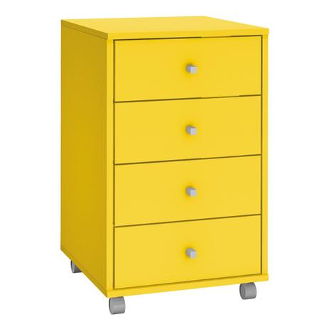 Gaveteiro Zanzini Móveis Intelectual Com Rodízios 4 Gavetas Amarelo Menor preço em Gaveteiro Zanzini Móveis Intelectual Com Rodízios 4 Gavetas Amarelo