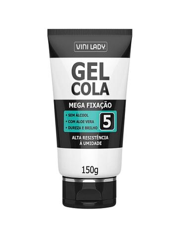 Gel Cola Mega Fixação Nº 5, sem álcool, com Aloe Vera 150g - Vini lady Menor preço em Gel Cola Mega Fixação Nº 5, sem álcool, com Aloe Vera 150g - Vini lady