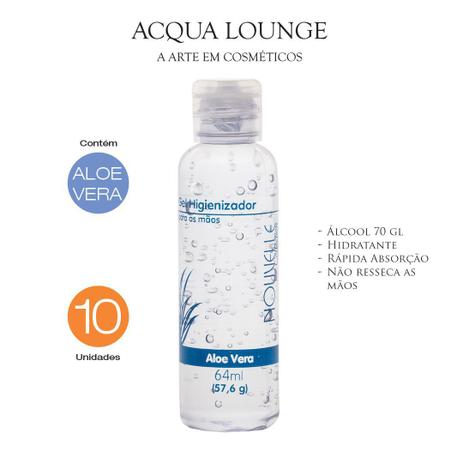 Gel Higienizador - Álcool Gel 70 -(64 Ml) Para As Mãos com Hidratante Aloe Vera - 10 Unid - Acqua Lounge Menor preço em Gel Higienizador - Álcool Gel 70 -(64 Ml) Para As Mãos com Hidratante Aloe Vera - 10 Unid - Acqua Lounge