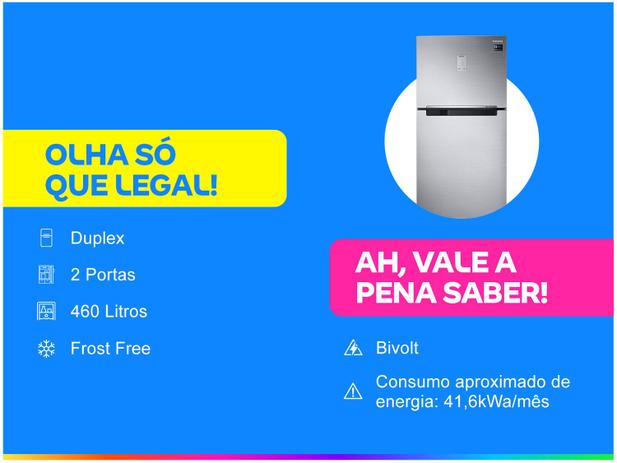 Geladeira/Refrigerador Samsung Frost Free Inverter - Duplex Inox Look 460L PowerVolt Evolution RT46