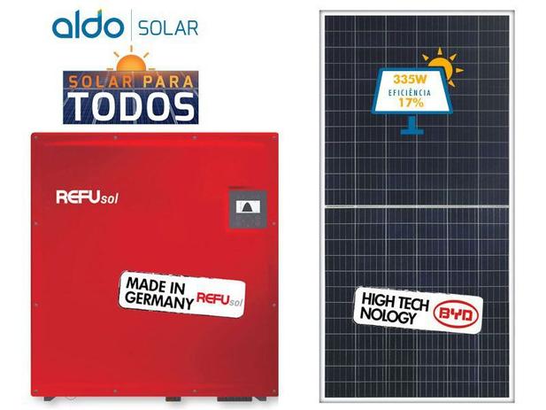Gerador de Energia Refusol Fibromadeira ALDO Solar GEF 21,44KWP BYD Poli HALF CELL SMART 22KW 1MPPT TRIF 220V - Alba eletronicos Menor preço em Gerador de Energia Refusol Fibromadeira ALDO Solar GEF 21,44KWP BYD Poli HALF CELL SMART 22KW 1MPPT TRIF 220V - Alba eletronicos