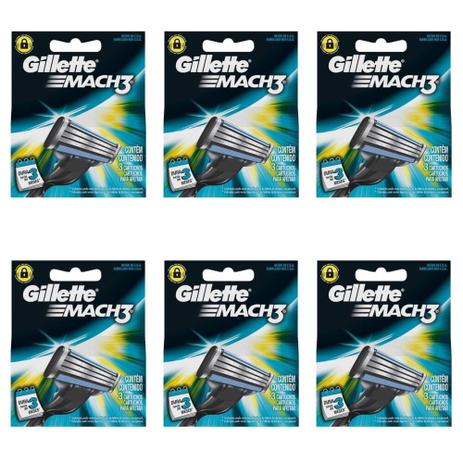 Gillette Mach3 Carga Regular C/3 (Kit C/06) Menor preço em Gillette Mach3 Carga Regular C/3 (Kit C/06)