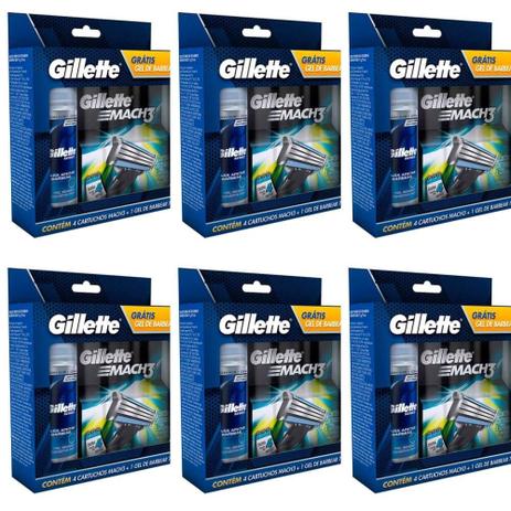 Gillette Mach3 Sensi Care Carga C/4 + Gel 71g (Kit C/06) Menor preço em Gillette Mach3 Sensi Care Carga C/4 + Gel 71g (Kit C/06)
