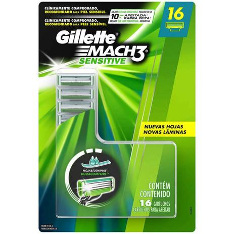 Gillette Mach3 Sensitive 16 Cartuchos Recarga Menor preço em Gillette Mach3 Sensitive 16 Cartuchos Recarga