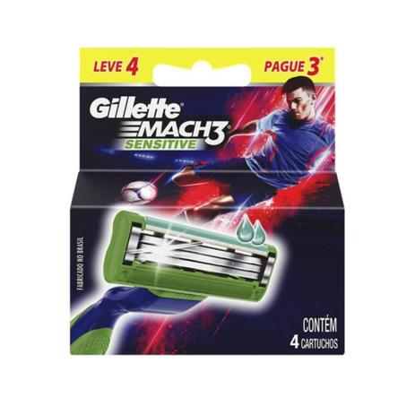 Menor preço em Gillette Mach3 Sensitive Carga Futebol C/4
