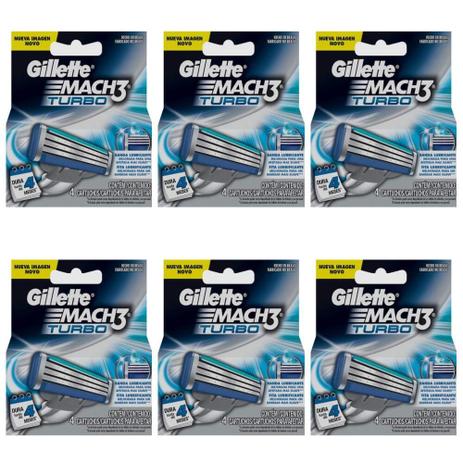 Gillette Mach3 Turbo Carga C/4 (Kit C/06) Menor preço em Gillette Mach3 Turbo Carga C/4 (Kit C/06)