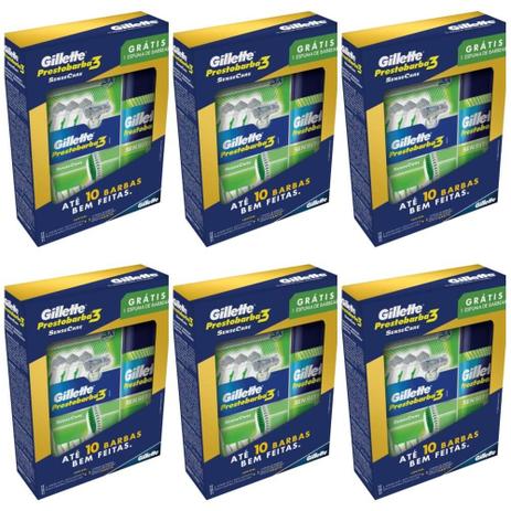 Gillette Sense Care Aparelho De Barbear C/4 + Espuma P/ Barbear (Kit C/06) Menor preço em Gillette Sense Care Aparelho De Barbear C/4 + Espuma P/ Barbear (Kit C/06)