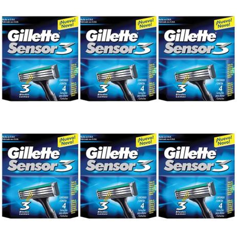 Gillette Sensor 3 Carga C/4 (Kit C/06) Menor preço em Gillette Sensor 3 Carga C/4 (Kit C/06)