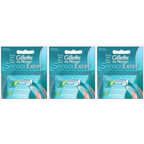 Gillette Sensor Excel Carga P/ Barbear Feminino C/3 (Kit C/03) Menor preço em Gillette Sensor Excel Carga P/ Barbear Feminino C/3 (Kit C/03)