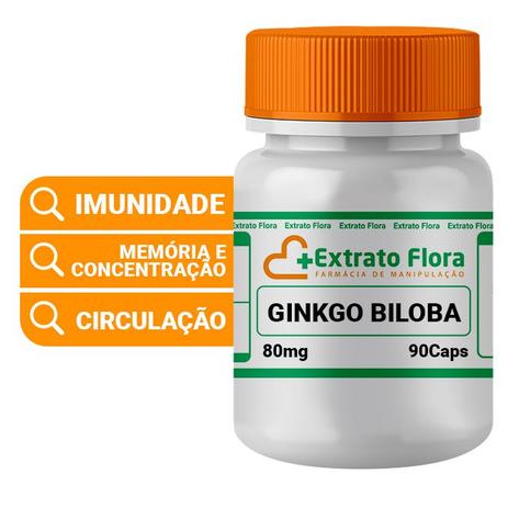 Ginkgo Biloba 80mg 90 Cápsulas - Extrato flora Menor preço em Ginkgo Biloba 80mg 90 Cápsulas - Extrato flora