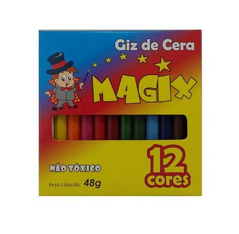Giz de Cera Magix com 12 cores 12 unidades - Produto nacional Menor preço em Giz de Cera Magix com 12 cores 12 unidades - Produto nacional
