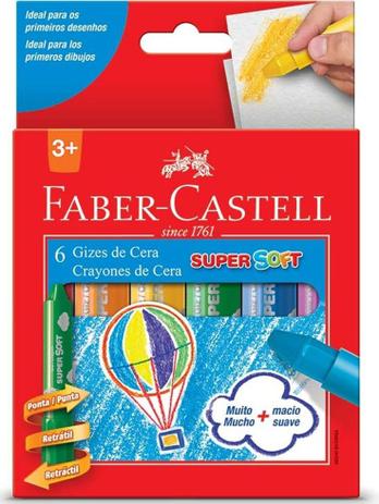 Giz de Cera Retrátil 6 Cores Faber Castell - Faber-Castell Menor preço em Giz de Cera Retrátil 6 Cores Faber Castell - Faber-Castell
