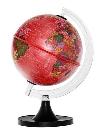 Globo Terrestre 21cm: Aquarela - Político - Vermelho Plástico s/ luz (base preta) - Libreria Menor preço em Globo Terrestre 21cm: Aquarela - Político - Vermelho Plástico s/ luz (base preta) - Libreria