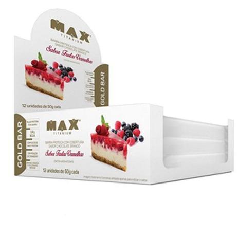 Gold Bar - 12 Unidades 50g Frutas Vermelhas - Max Titanium Menor preço em Gold Bar - 12 Unidades 50g Frutas Vermelhas - Max Titanium