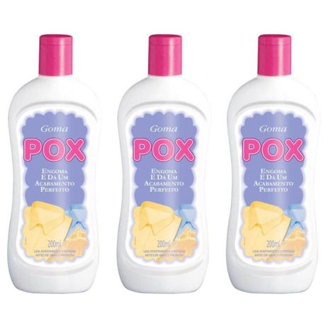 Goma Pox Engomador De Roupas 200ml (Kit C/06) Menor preço em Goma Pox Engomador De Roupas 200ml (Kit C/06)
