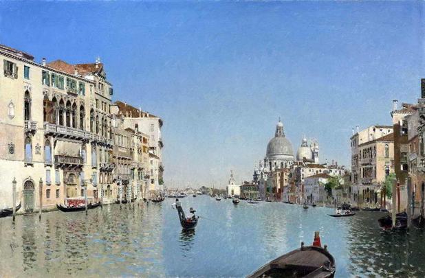 Gôndolas no Grande Canal - Martín Rico - Tela 60x91 Para Quadro - Santhatela Menor preço em Gôndolas no Grande Canal - Martín Rico - Tela 60x91 Para Quadro - Santhatela