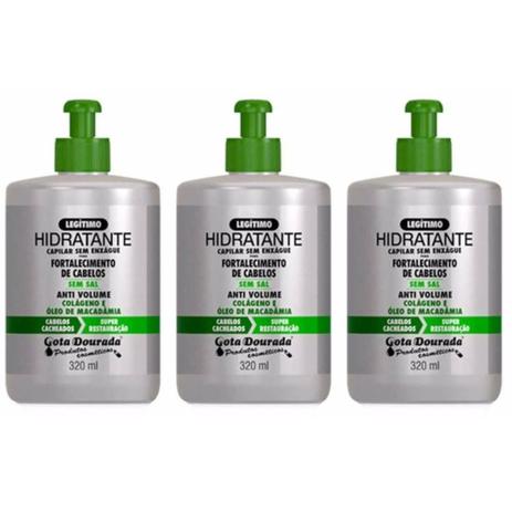 Gota Dourada Antivolume Creme P/ Pentear 320g (Kit C/03) Menor preço em Gota Dourada Antivolume Creme P/ Pentear 320g (Kit C/03)