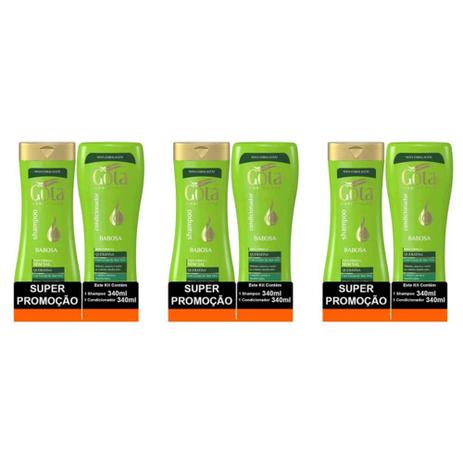 Gota Dourada Babosa Shampoo + Condicionador 340ml (Kit C/03) Menor preço em Gota Dourada Babosa Shampoo + Condicionador 340ml (Kit C/03)