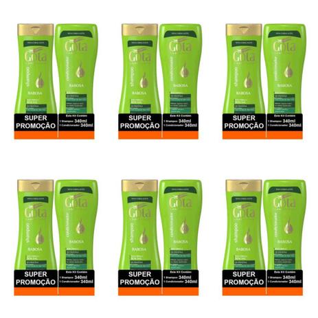 Gota Dourada Babosa Shampoo + Condicionador 340ml (Kit C/06) Menor preço em Gota Dourada Babosa Shampoo + Condicionador 340ml (Kit C/06)