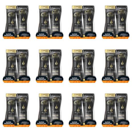 Gota Dourada Melanina Shampoo + Condicionador 340ml (Kit C/12) Menor preço em Gota Dourada Melanina Shampoo + Condicionador 340ml (Kit C/12)