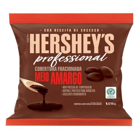 Gotas de Chocolate Cobertura Fracionada Meio Amargo 1|01kg - Hersheys Professional -