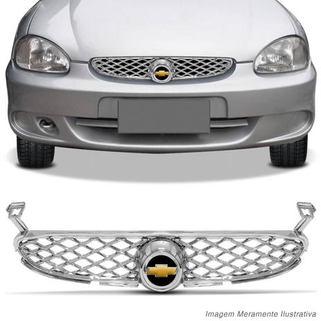 Grade Colmeia Corsa Hatch Sedan Wagon Pick-up 00 a 02 Classic 00 a 10 Cromada com Emblema - Prime Menor preço em Grade Colmeia Corsa Hatch Sedan Wagon Pick-up 00 a 02 Classic 00 a 10 Cromada com Emblema - Prime