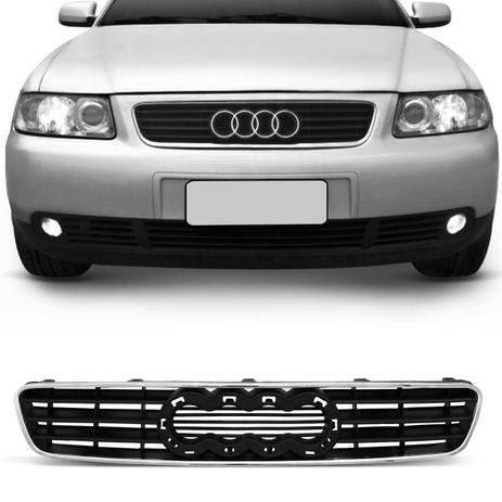 Grade Dianteira Audi A3 1995 1996 1997 1998 1999 2000 Preta Moldura Cromada - Prime Menor preço em Grade Dianteira Audi A3 1995 1996 1997 1998 1999 2000 Preta Moldura Cromada - Prime