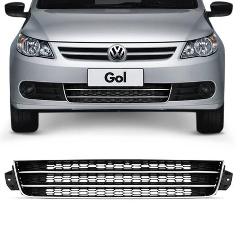 Menor preço em Grade Dianteira Inferior Volkswagen Gol Voyage G5 09 a 12 Saveiro G5 10 a 13 Preta Filetes Cromados - Prime