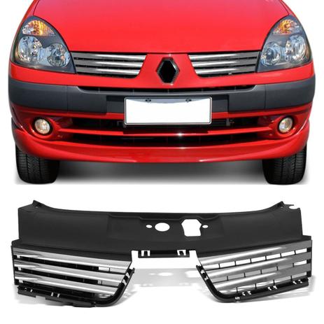 Grade Dianteira Renault Clio Hatch Sedan 03 04 05 Preta Com Frisos Cromados - Prime Menor preço em Grade Dianteira Renault Clio Hatch Sedan 03 04 05 Preta Com Frisos Cromados - Prime