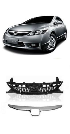 Grade Frontal Dianteira New Civic 2009 2010 2011+ Moldura Cromada - Honda Menor preço em Grade Frontal Dianteira New Civic 2009 2010 2011+ Moldura Cromada - Honda