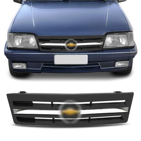 Menor preço em Grade Monza 88 89 90 Preta Friso Cromada Central e Emblema - Kit prime