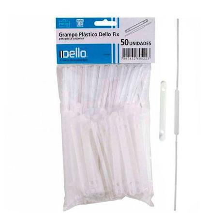 Grampo Trilho Estendido Plástico Dello CX C/50 UN Menor preço em Grampo Trilho Estendido Plástico Dello CX C/50 UN
