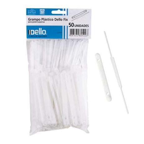 Grampo Trilho Plástico Branco 80mm para 300 fls 75gr Dello Ref. 301E Pct/50 unidades Menor preço em Grampo Trilho Plástico Branco 80mm para 300 fls 75gr Dello Ref. 301E Pct/50 unidades
