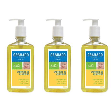 Granado Bebê Glicerina Sabonete Líquido 250ml (Kit C/03) Menor preço em Granado Bebê Glicerina Sabonete Líquido 250ml (Kit C/03)